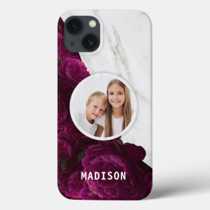 Case-Mate iPhone Case Photo Chic Moderne Fleur Violet Marbre Nom Personn