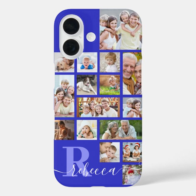 Coques Case-Mate iPhone Photo Collage 16 Photos Monogramme Nom Purple (Verso)