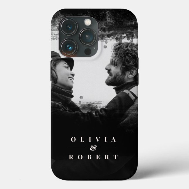 Coques Case-Mate iPhone Photo Couple Personnalisé Style Noir Abstrait (Verso)