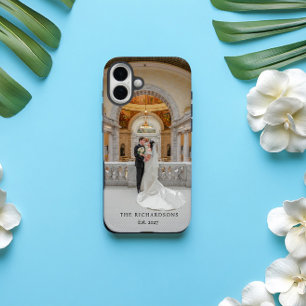 Coques iPhone 16 Plus Photo Couple personnalisée avec nom et Mariage de 