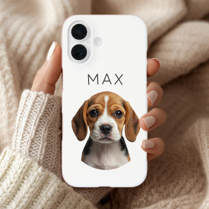 Coques iPhone 16 Photo de chien personnalisé & nom