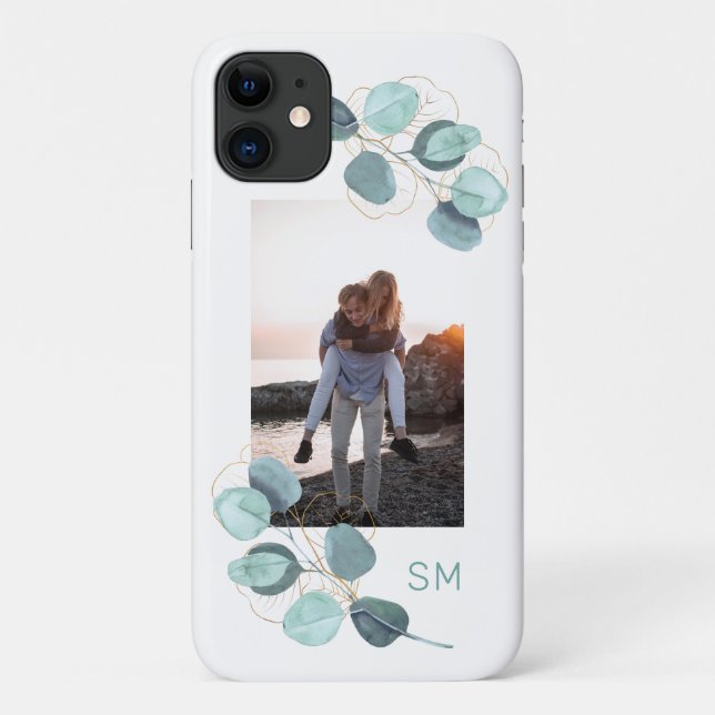 Coques Case-Mate iPhone Photo de famille Eucalyptus Botanical Monogrammé (Dos)