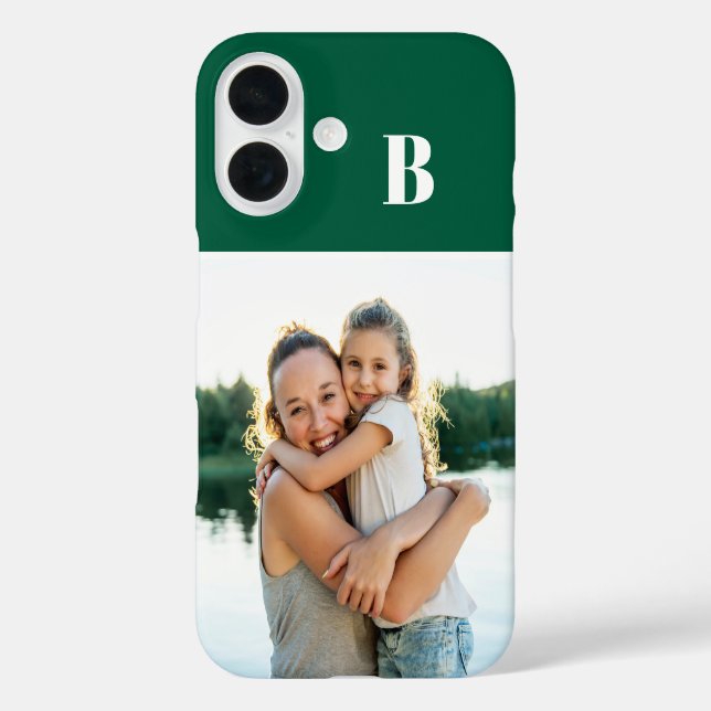 Coques Case-Mate iPhone Photo de famille Monogramme Hunter Green (Verso)