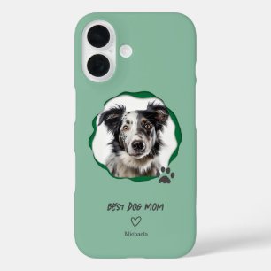 Coques iPhone 16 Photo de la meilleure maman de chien verte