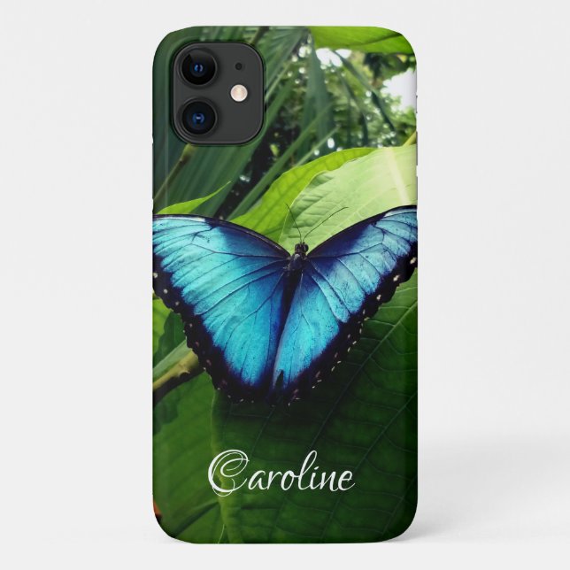 Coques Case-Mate iPhone Photo de la nature du papillon bleu personnalisé m (Dos)