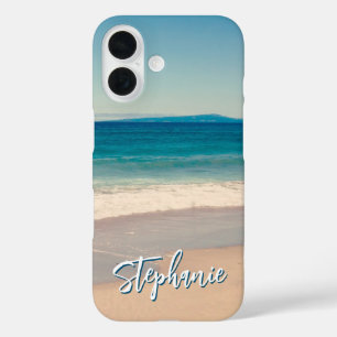 Coques iPhone 16 Photo de plage personnalisée Océan Bleu