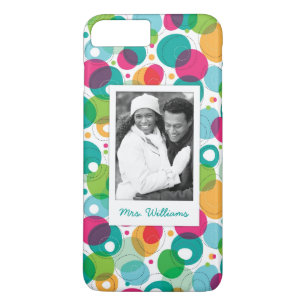 Coque iPhone 7 Plus Photo et nom personnalisés Bulles rondes enfants 