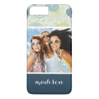 Photo et nom personnalisés Modèle floral élégant