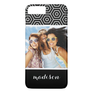 Coque Case-Mate Pour iPhone Photo et nom personnalisés motif géométrique hexag