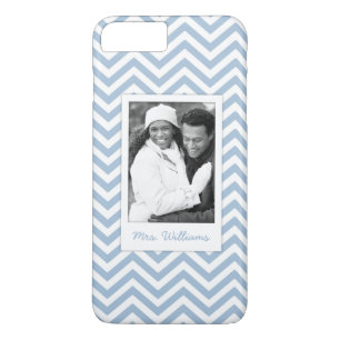 Coque iPhone 7 Plus Photo faite sur commande et Chevron bleu-clair