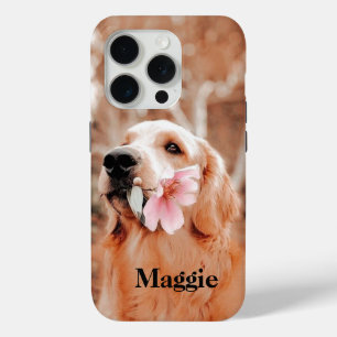 Coque iPhone 15 Pro Photo Golden Retriever personnalisée - Cadeau Amou