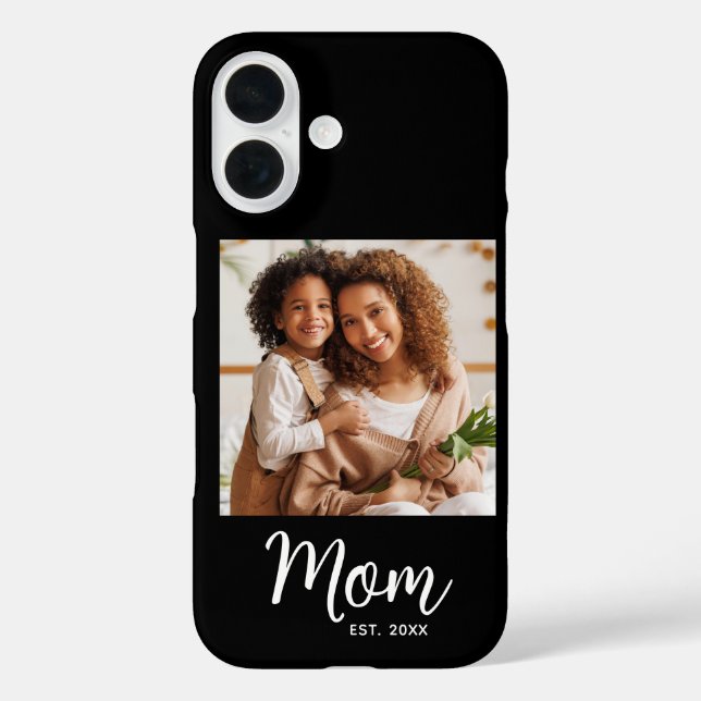 Coques Case-Mate iPhone Photo Mom Established Date Black White Script Gift (Verso)
