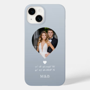 Coque Pour iPhone 14 Photo Monogramme Coeur romantique Coodinate Modern