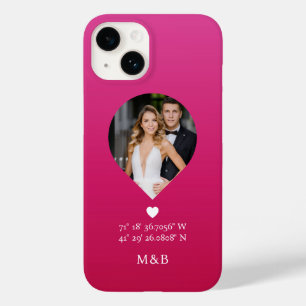 Coque Pour iPhone 14 Photo Monogramme Coeur romantique Coodinate Modern