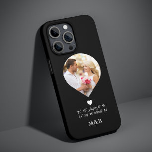 Coque Pour iPhone 14 Photo Monogramme Coeur romantique Coodinate Modern