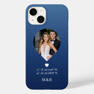 Coque Pour iPhone 14 Photo Monogramme Coeur romantique Coodinate Modern