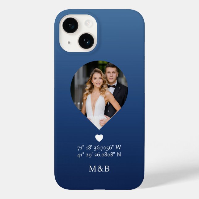 Coques Case-Mate iPhone Photo Monogramme Coeur romantique Coodinate Modern (Verso)