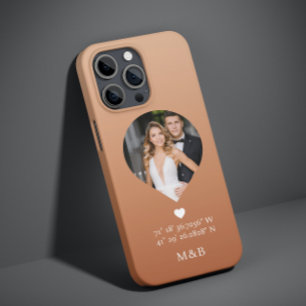 Coque Pour iPhone 14 Photo Monogramme Cœur Romantique Coordonne Moderne
