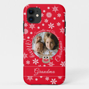 Case-Mate iPhone Case Photo Noël Rouge Cute Reindeer Blanc Script