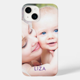 Coque Pour iPhone 14 Photo Personnalisé Nom Personnalisé Simple Moderne