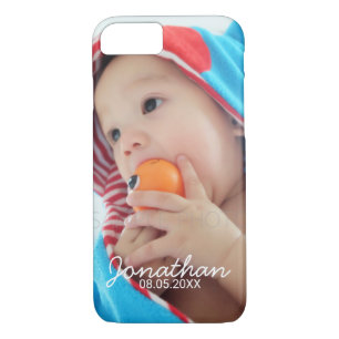 Coque iPhone 7 Photo personnalisée avec nom et date