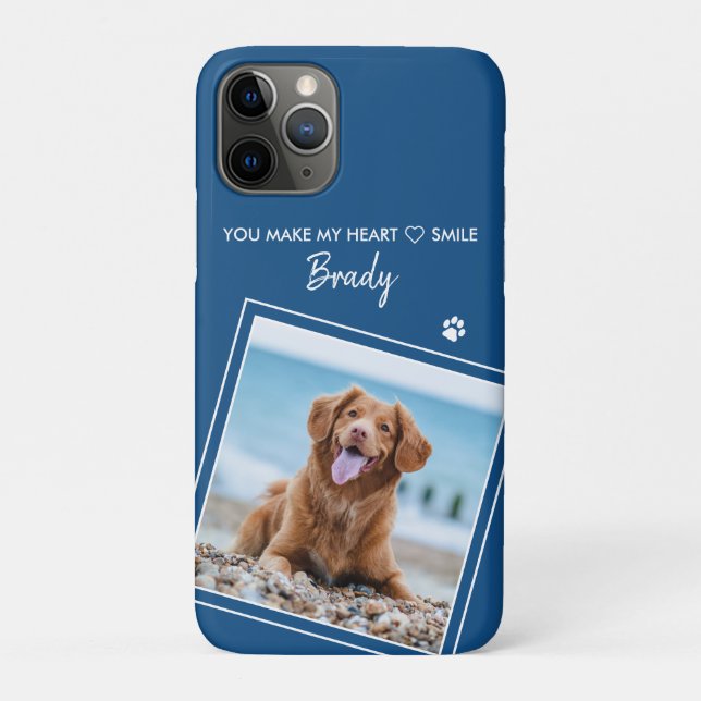 Coques Case-Mate iPhone Photo personnalisée Chien bleu moderne (Dos)