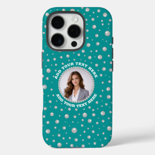 Coques iPhone 16 Pro Photo personnalisée dans un cercle de perles sur f