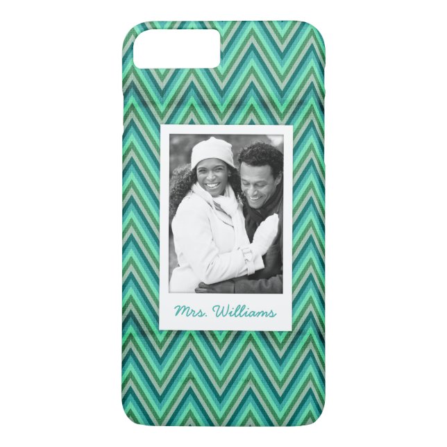 Coques Case-Mate iPhone Photo personnalisée et nom Zig Zag Arrière - plan  (Dos)