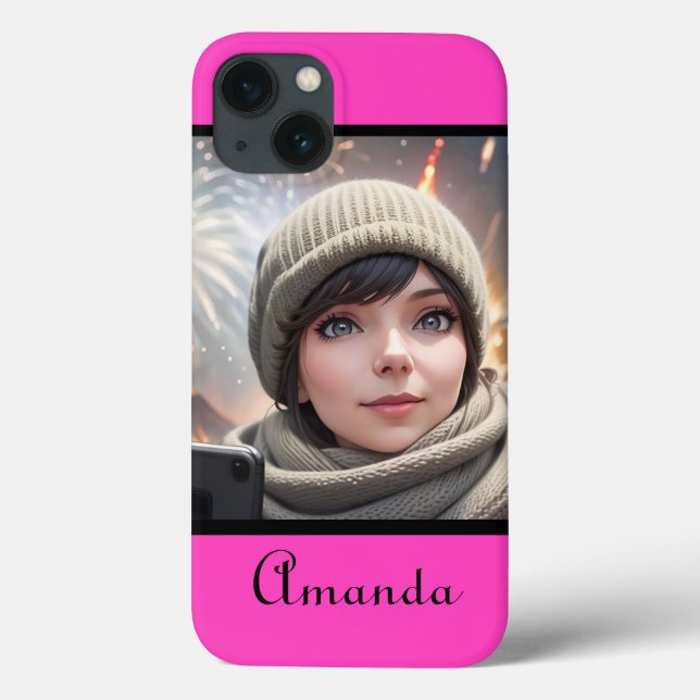 Coques Case-Mate iPhone photo personnalisée rose néon clair (Verso)