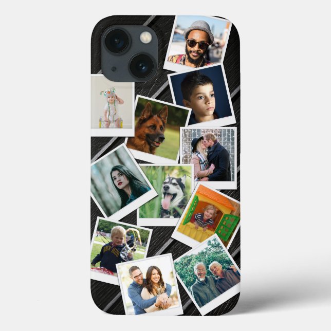 Coques Case-Mate iPhone Photo Snapshots Collage Plaques en bois foncé (Verso)