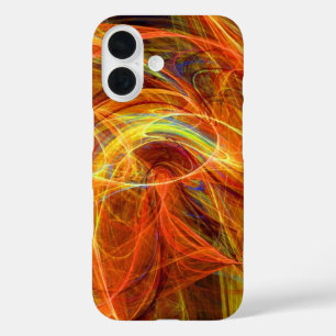 Coques iPhone 16 PHOTON CRAZY Abstrait Jaune Orange Fractal Fils
