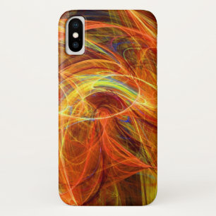 Coque iPhone X PHOTON FROID Orange Rose Jaune Fractale