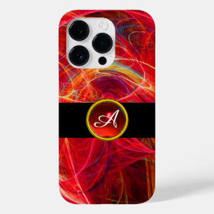 COQUE POUR iPhone 14 PRO PHOTON FROID ROUGE RUBY GEM STONE MONOGRAM