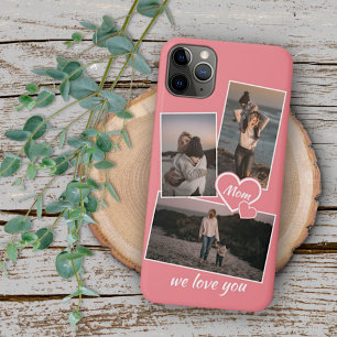 Case-Mate iPhone Case Photos et cœur sur rose corail rouge blush pêche