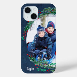 Coque Pour iPhone 15 Photos familiales personnalisées des Pins d'hiver