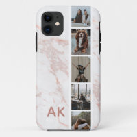 Photothèque en marbre rose Initiales personnalisée