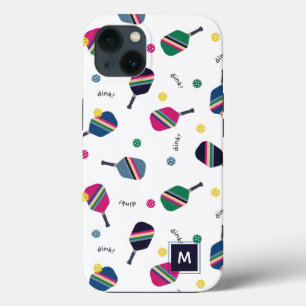 Case-Mate iPhone Case Pickleball Personnalisé Monogramme Bleu Vert Rose