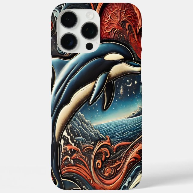 Coques Case-Mate iPhone Pièce d'art dynamique du dauphin (Verso)