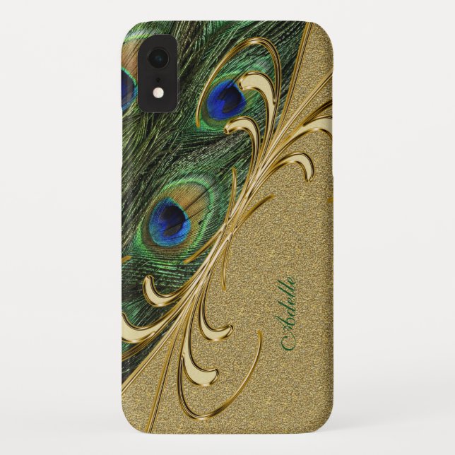 Coques Case-Mate iPhone Pièce Peacock Ornement Or Moderne (Dos)