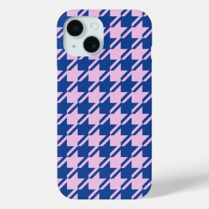 Coque Pour iPhone 15 Pied de fond rose+Motif bleu