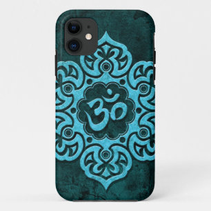 Coque iPhone 11 Pierre bleue OM floral