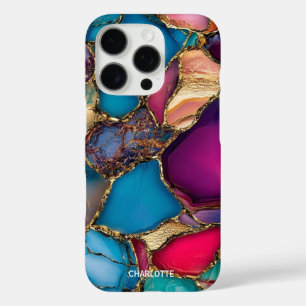 Coques iPhone 16 Pro Pierre en marbre doré moderne