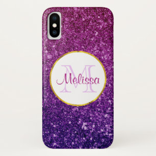 Case-Mate iPhone Case Pierres à Parties scintillant rose et violet Monog