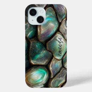 Coque Pour iPhone 15 Pierres d'Abalone Colorées et Élégantes Personnali