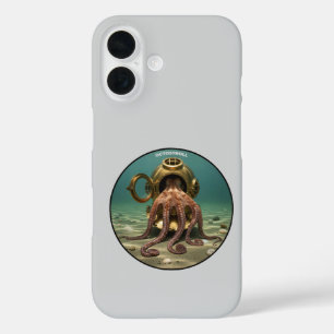 Coques iPhone 16 Pieuvre de mer à l'intérieur d'un casque de plongé
