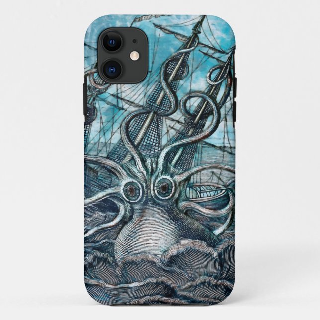 Coques Case-Mate iPhone Pieuvre géante Mer Bleue Monstre Voilier (Dos)
