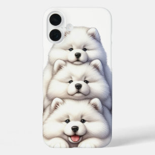 COQUES iPhone 16 PLUS PILE ADORABLE DE CHIOTS SAMOYÈDE
