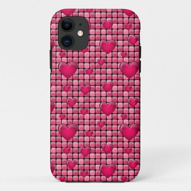 Coques Case-Mate iPhone Pile Rose aux Coeurs (Dos)