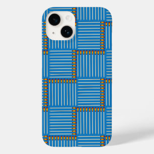 Coque Pour iPhone 14 Pinceau bleu Crosshatch