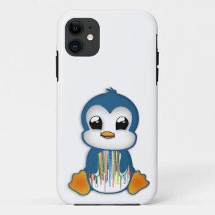 Coque iPhone 11 Pingouin orange bleu mignon